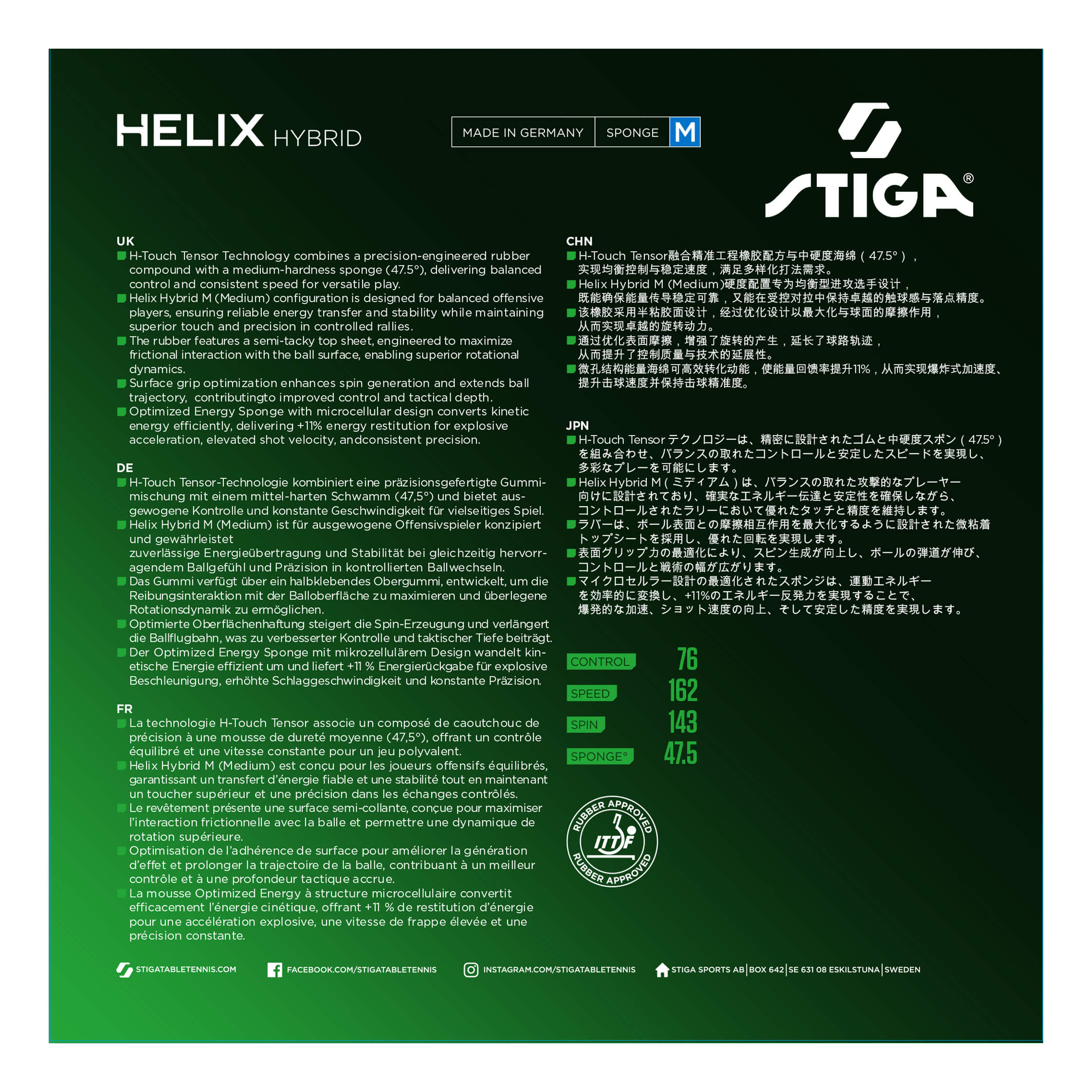 Stiga Table Tennis Rubber Helix Hybrid M Black - Image 2